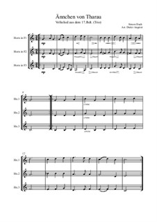 Ännchen von Tharau für Horn trio F: Ännchen von Tharau für Horn trio F by folklore