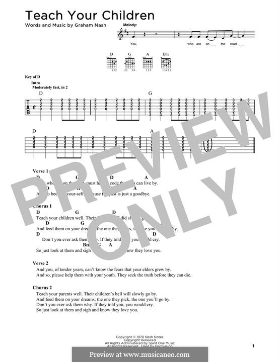 Teach Your Children (Crosby, Stills & Nash): Lyrics and guitar chords by Graham Nash