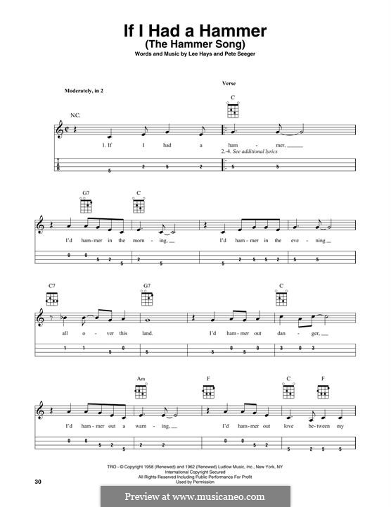 If I Had a Hammer (The Hammer Song): For mandolin by Lee Hays, Pete Seeger