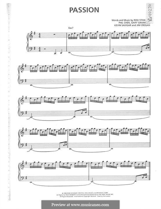 Passion: Für Stimme und Klavier (oder Gitarre) by Jim Cregan, Kevin Savigar, Philip Chen, Rod Stewart, Gary Grainger