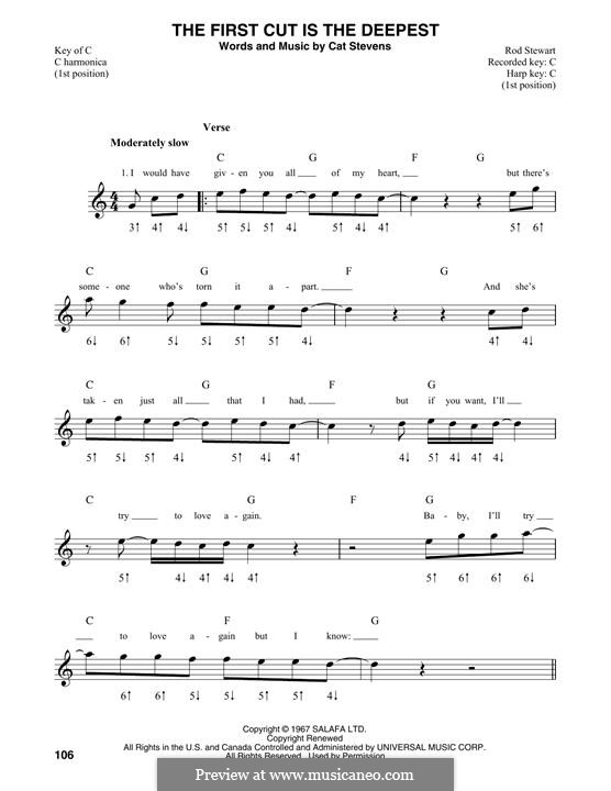 The First Cut Is the Deepest: For harmonica by Cat Stevens