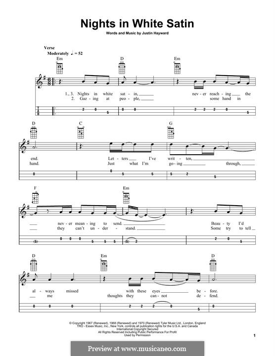 Nights in White Satin (The Moody Blues): For mandolin by Justin Hayward