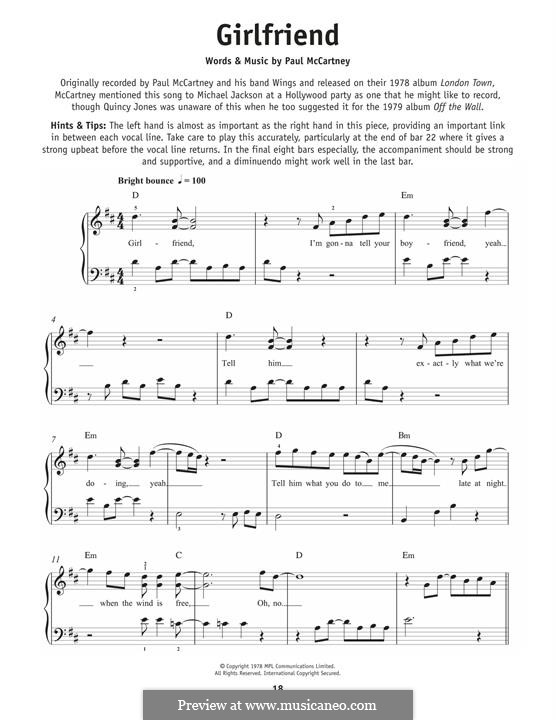 Girlfriend: Für Klavier by Paul McCartney