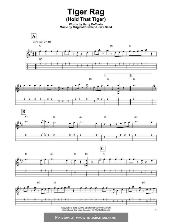 Tiger Rag (Hold That Tiger): For mandolin by Unknown