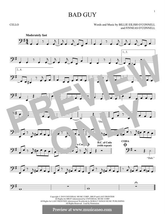 Bad Guy: Für Cello by Finneas O'Connell, Billie Eilish