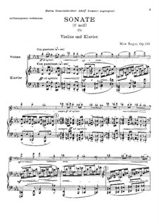 Sonate für Violine und Klavier Nr.9 in c-Moll, Op.139: Partitur, Solostimme by Max Reger