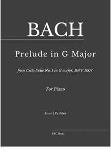 Suite für Cello Nr.1 in G-Dur, BWV 1007: Prelude, für Klavier by Johann Sebastian Bach