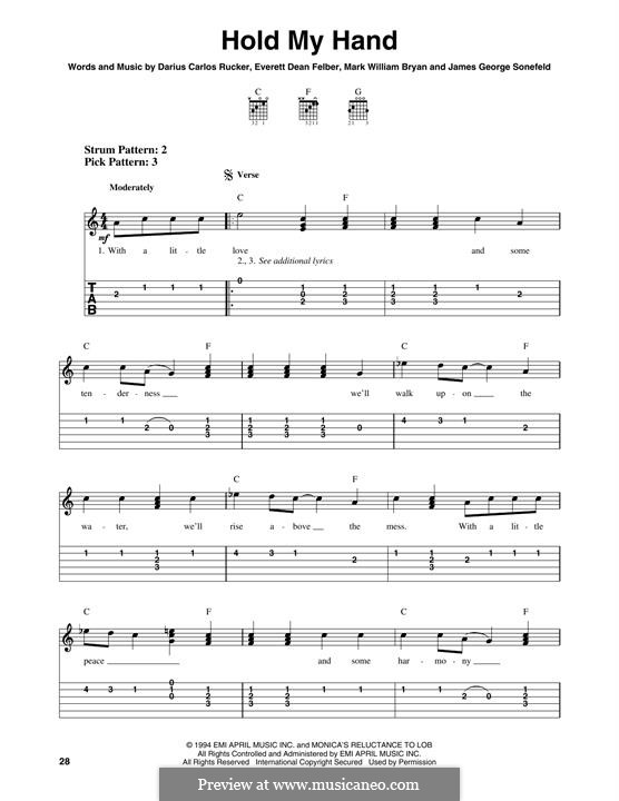 Hold My Hand (Hootie & The Blowfish): Für Gitarre by Darius Carlos Rucker, Everett Dean Felber, James George Sonefeld, Mark William Bryan