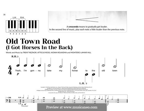 Old Town Road (Remix): Für Klavier, leicht by Atticus Ross, Trent Reznor, Jocelyn Donald, Billy Ray Cyrus, Kiowa Roukema