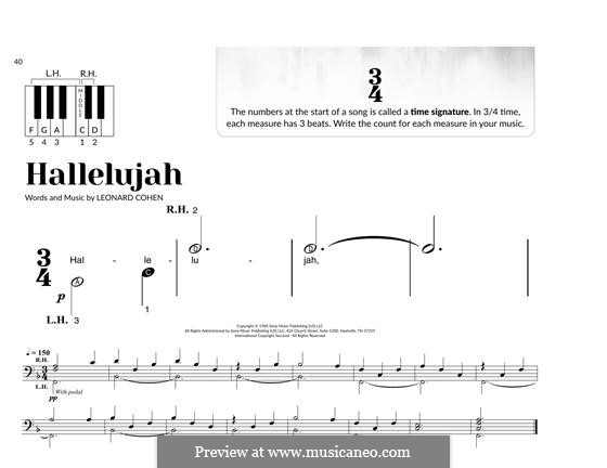 Piano version: Easy notes by Leonard Cohen