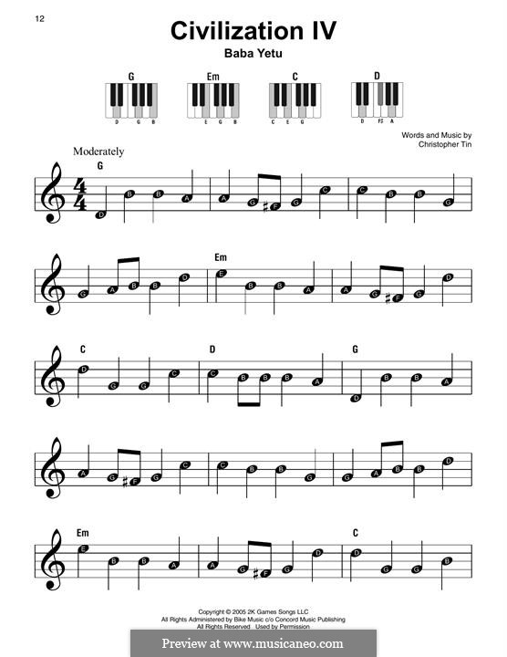 Baba Yetu (from Civilization IV): Für Klavier by Christopher Tin