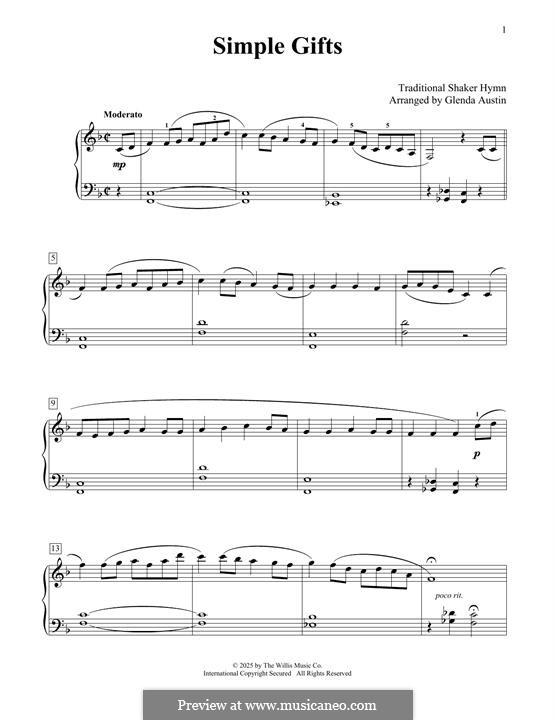 Simple Gifts: Für Klavier by folklore
