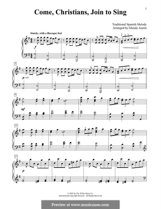 Come, Christians, Join to Sing: Für Klavier by folklore