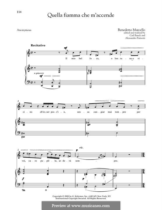 Il mio bel foco: Medium High Voice by Benedetto Marcello