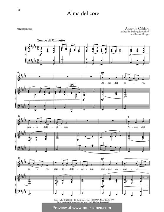 Alma del core: Medium Low Voice by Antonio Caldara
