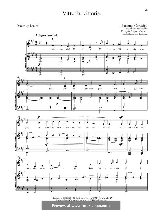 Vittoria, mio core: Medium Low Voice by Giacomo Carissimi