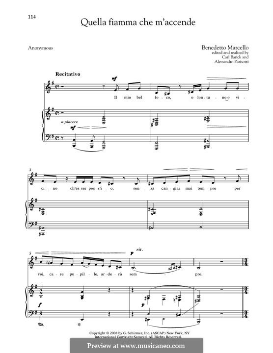 Il mio bel foco: Medium Low Voice by Benedetto Marcello