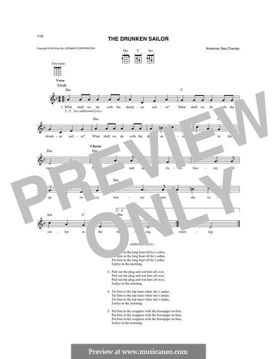 The Drunken Sailor: For mandolin by folklore
