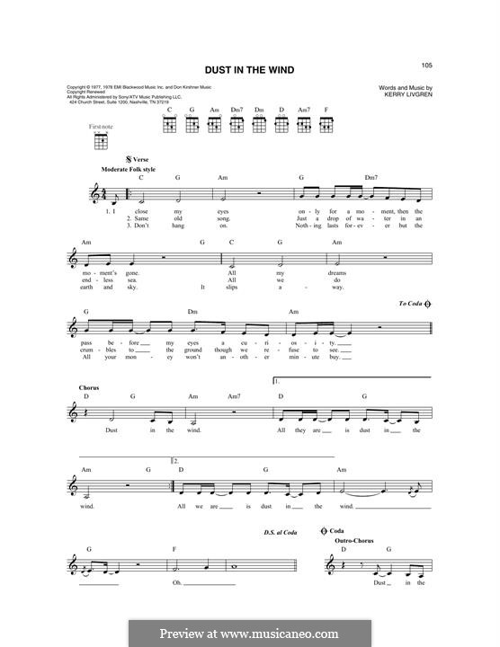 Dust in the Wind (Kansas): For mandolin by Kerry Livgren