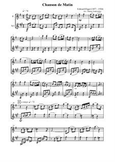 Zwei Stücke, Op.15: No.2 Chanson de matin, for flute and bass clarinet by Edward Elgar