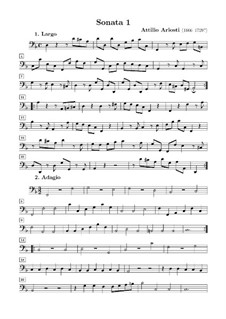 Sonaten für Viola d'amore und Basso Continuo: Basso Continuo Stimme by Attilio Ariosti