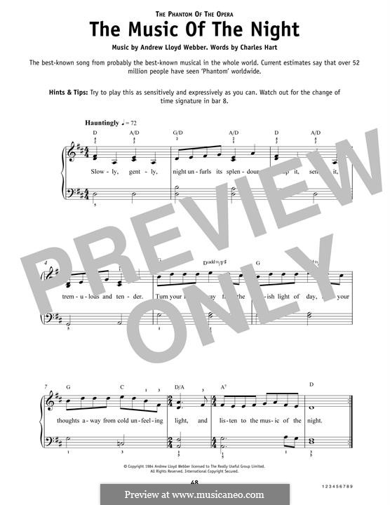 The Music of the Night (instrumental version): Für Klavier by Andrew Lloyd Webber