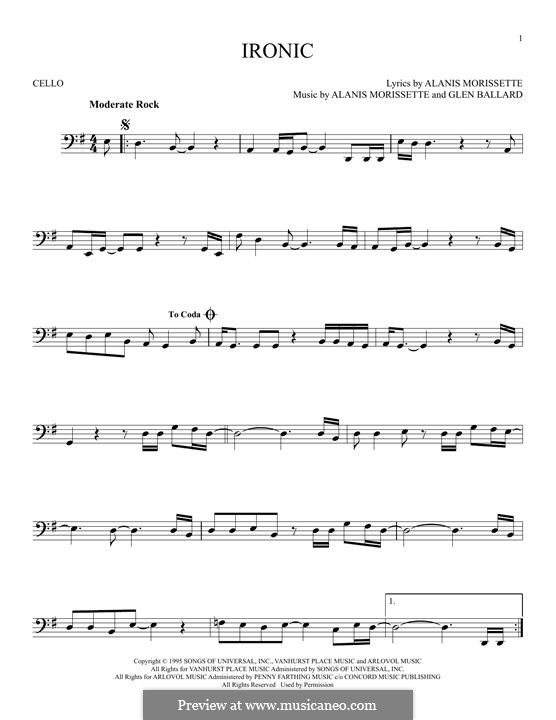 Ironic (from Jagged Little Pill The Musical): Für Cello by Alanis Morissette, Glen Ballard