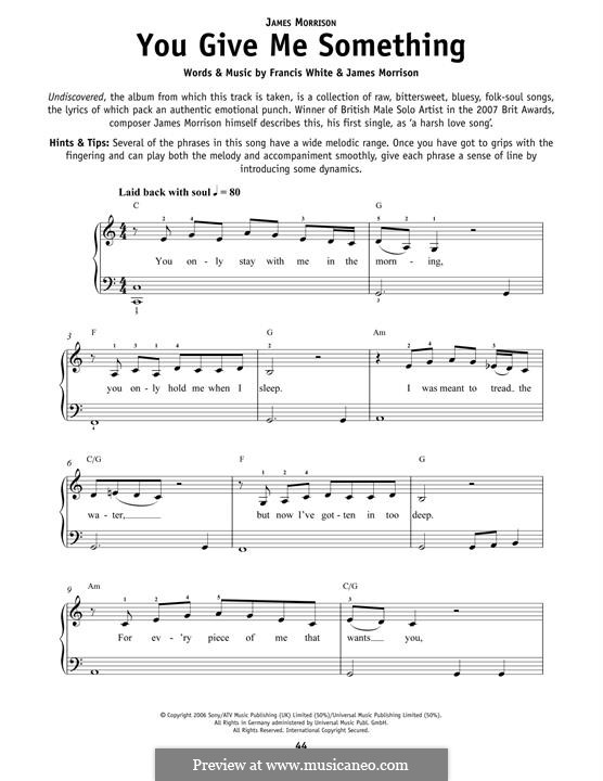 You Give Me Something: Für Klavier by Eg White, James Morrison