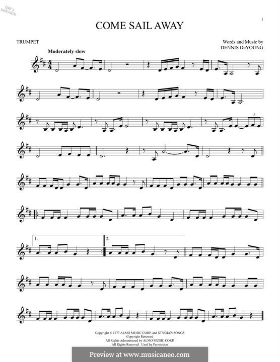 Come Sail Away (Styx): Für Trompete by Dennis DeYoung