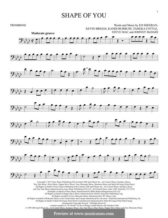 Shape Of You: For trombone by Ed Sheeran, Steve Mac, John McDaid