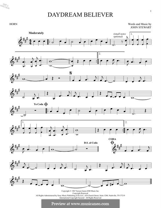 Daydream Believer (The Monkees): For horn by John Stewart