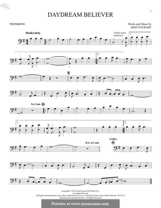 Daydream Believer (The Monkees): For trombone by John Stewart