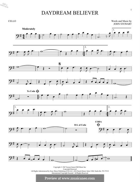 Daydream Believer (The Monkees): Für Cello by John Stewart