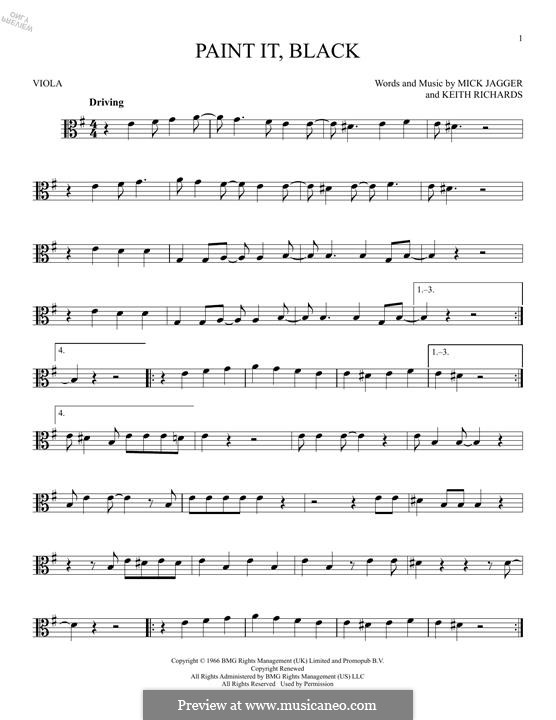 Paint It, Black (Rolling Stones): For viola by Keith Richards, Mick Jagger