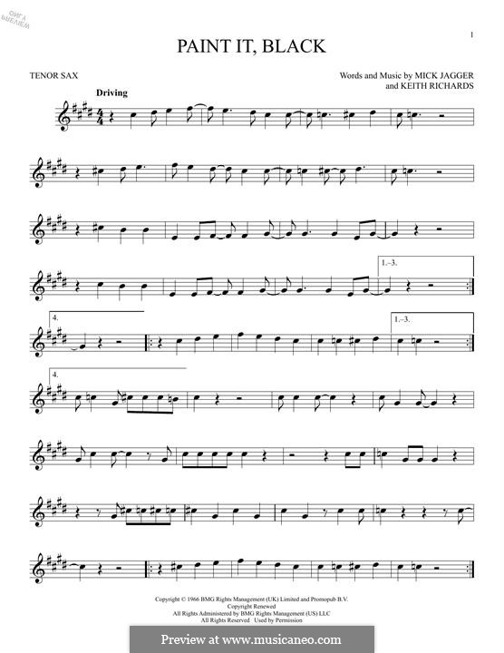 Paint It, Black (Rolling Stones): Für Tenorsaxophon by Keith Richards, Mick Jagger