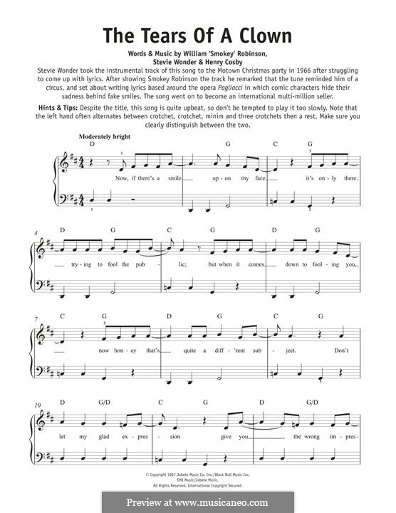 The Tears of a Clown (Smokey Robinson & The Miracles): Für Klavier by Henry Cosby, Smokey Robinson, Stevie Wonder