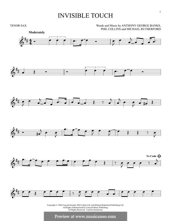 Invisible Touch (Genesis): Für Tenorsaxophon by Tony Banks, Mike Rutherford, Phil Collins