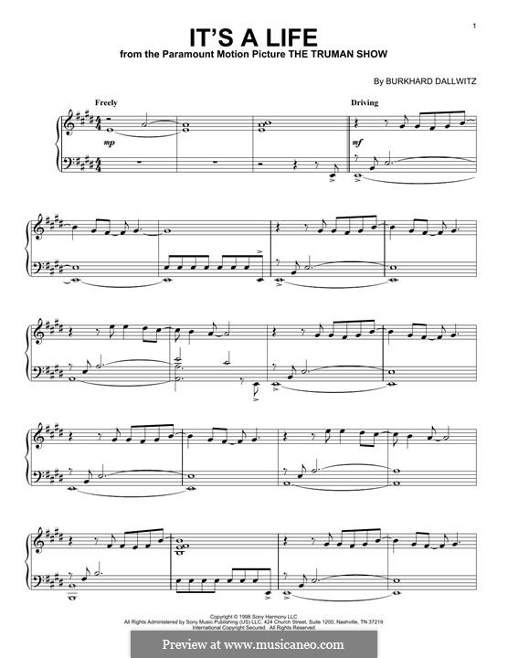It's a Life (from The Truman Show): Für Klavier by Burkhard Dallwitz