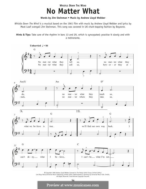 No Matter What (from Whistle Down the Wind): Für Klavier by Andrew Lloyd Webber