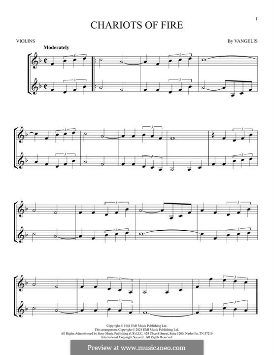 Chariots of Fire: Für zwei Violinen by Vangelis