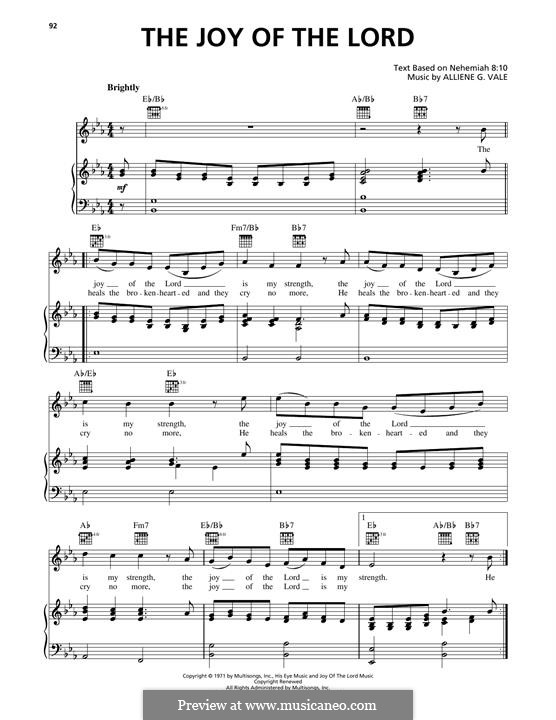 The Joy of the Lord: Für Stimme und Klavier (oder Gitarre) by Alliene G. Vale