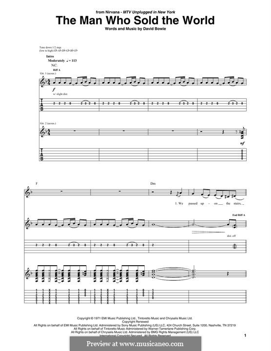 The Man Who Sold the World (Nirvana): Für Gitarre by David Bowie