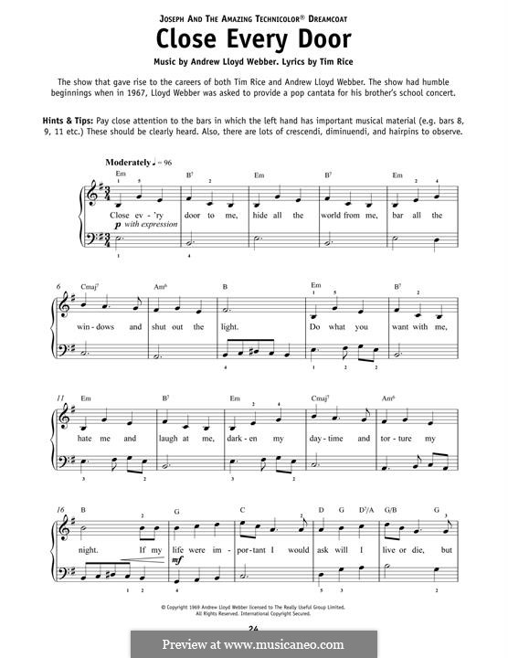 Close Every Door: Für Klavier by Andrew Lloyd Webber