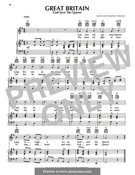 Gott schütze den Königin: Für Stimme und Klavier (oder Gitarre) by folklore