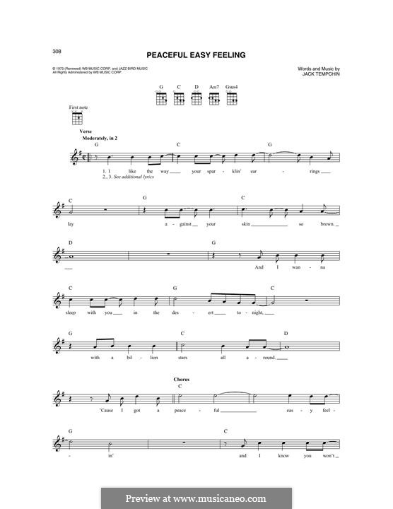 Peaceful Easy Feeling (The Eagles): For mandolin by Jack Tempchin