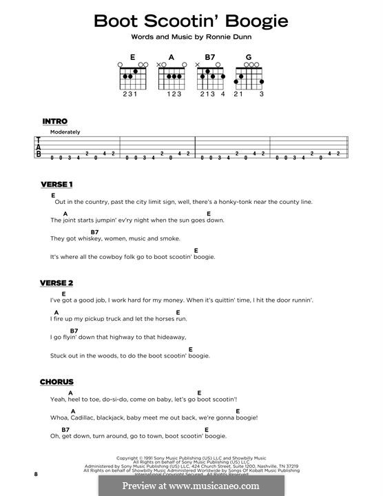 Boot Scootin' Boogie (Brooks & Dunn): Lyrics and guitar chords by Ronnie Dunn