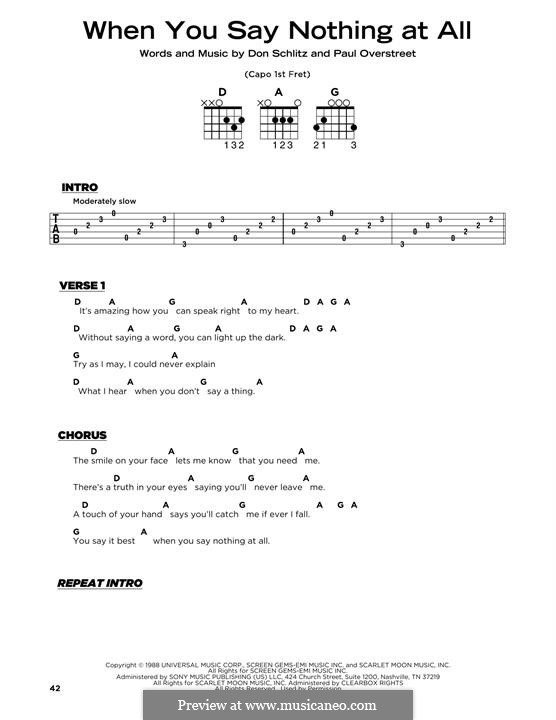 When You Say Nothing at All (Alison Krauss & Union Station): Lyrics and guitar chords by Don Schlitz, Paul Overstreet