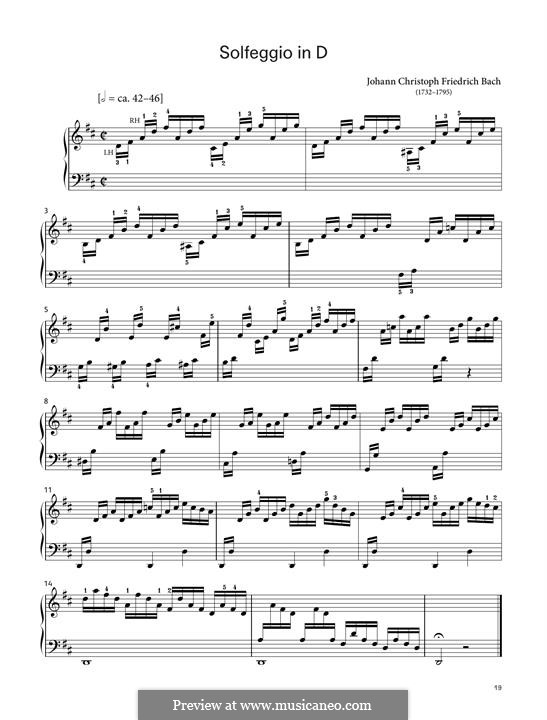 Solfeggio in D major: Für Klavier by Johann Christoph Friedrich Bach