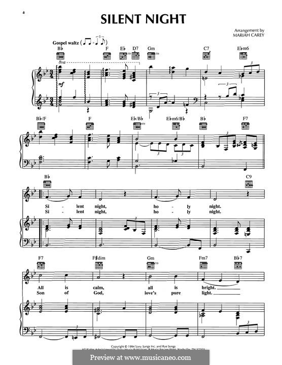 Vocal version: Für Stimme mit Klavier oder Gitarre (Mariah Carey) by Franz Xaver Gruber