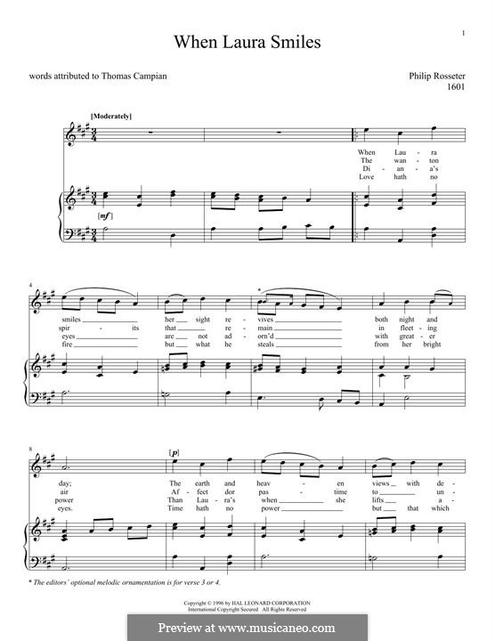 When Laura smiles: Für Stimme und Klavier by Philip Rosseter